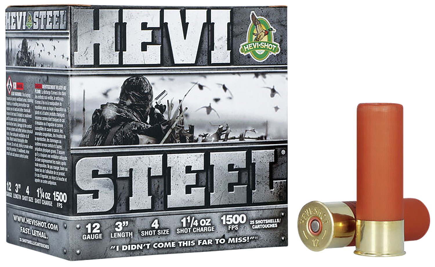 Hevi-Shot 12ga 3" 1-1/4 #4 HEVI-Steel Shotshell Ammunition 25rds - 60004