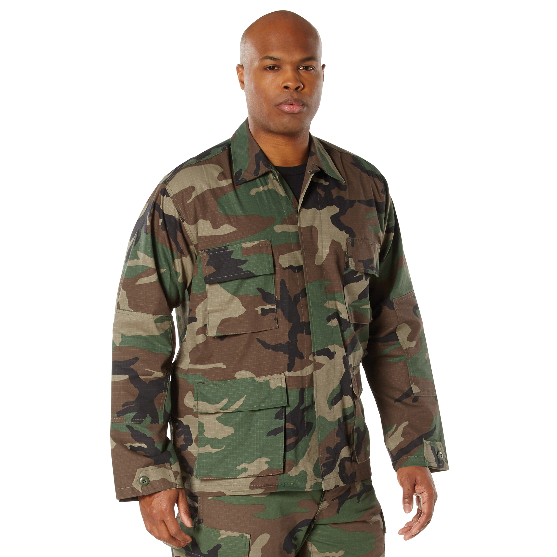 Rothco Rip-Stop Bdu Shirt - Woodland Camo, Medium