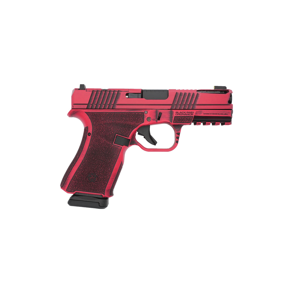 Black Rain Ordnance Frontline Plus Compact 9mm 3.75" 15rds, Firehouse Red Battleworn