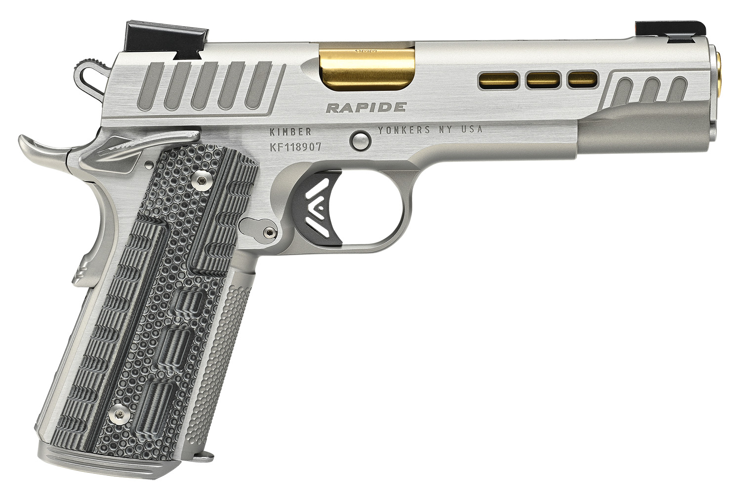 Kimber Rapide Dawn 10mm Pistol with G10 Grip and Gold TiN Barrel