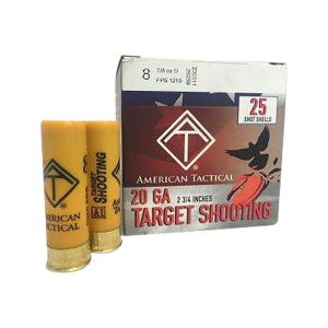 American Tactical Target Load 20 Gauge 2.75\" 7/8 oz #8 Shot 25 Rounds Lead Case MPN ATIAC20T8
