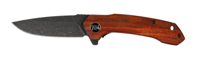 704 Gear Midnight Scout Lite EDC FS 3.35" DP Folding Pocket Knife w/ Damascus & Blood Sandalwood