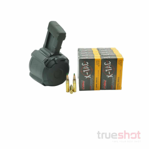 MAGAZINE DEAL: Black 60 Round Magpul PMAG D-60 Drum Magazine and 200 Rounds of Ammo - Retail / PMC 5.56 62 Grain