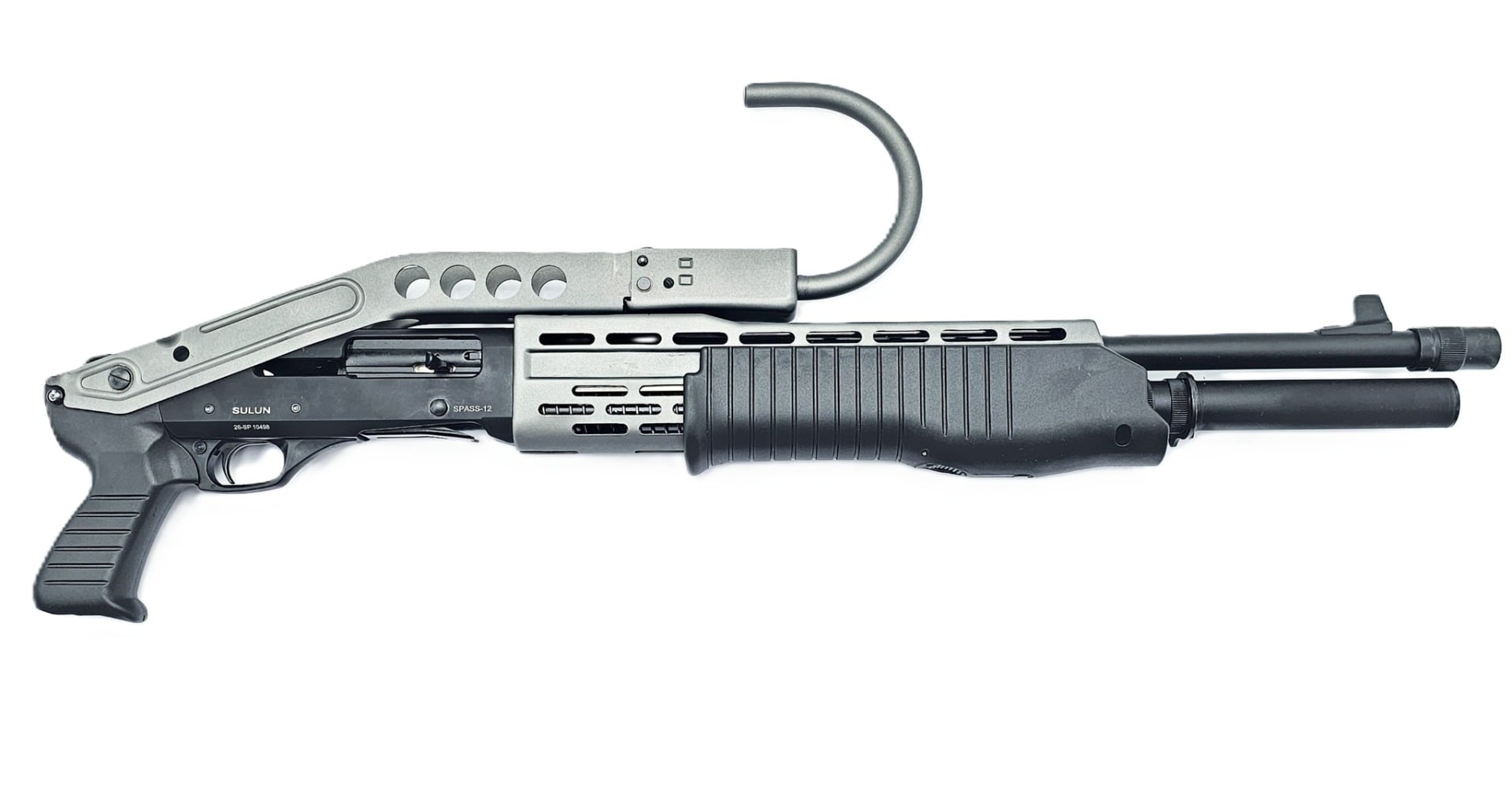 Sulun Arms SPAS-12 Shotgun 21.5" 12 Gauge 5rd Shotgun w/ Fixed Tailhook Stock, Black/Grey