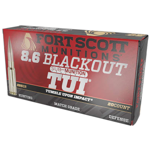 Fort Scott Munitions 86BLK285SCV2SS Tumble Upon Impact (TUI) 8.6 Blackout 285 GRSolid Copper Spun 20 Per Box
