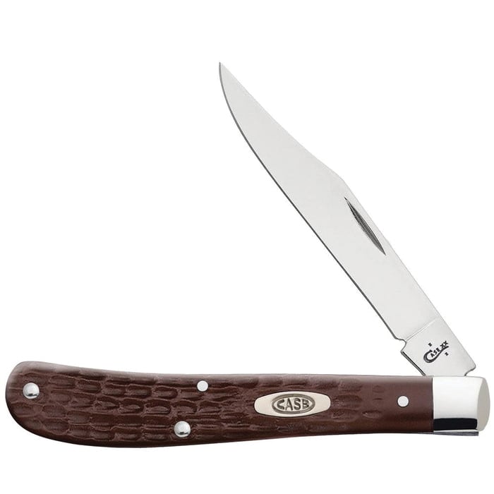 Case Slimline Trapper Folding Knife Clip Point, Brown - 00135
