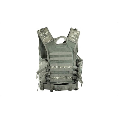 NCSTAR Tactical Vest w/ PALS Webbing Size Md- 2XL Fully Adjustable, Digital Camo Nylon - CTV2916D
