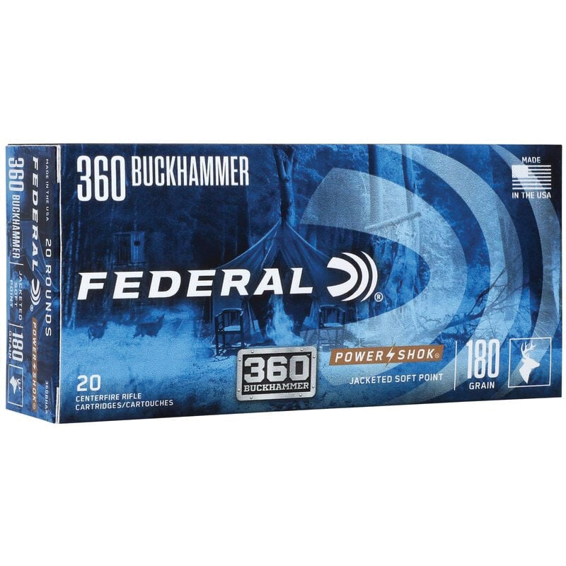Federal Power-Shok 360 BHMR 180 gr JSP 20rds Rifle Ammo for Reliable Big Game Hunting - 360BHAS