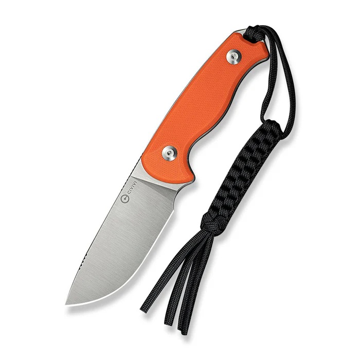 CIVIVI Timberbark Fixed Blade Drop Point Knife, Orange - C23094-2