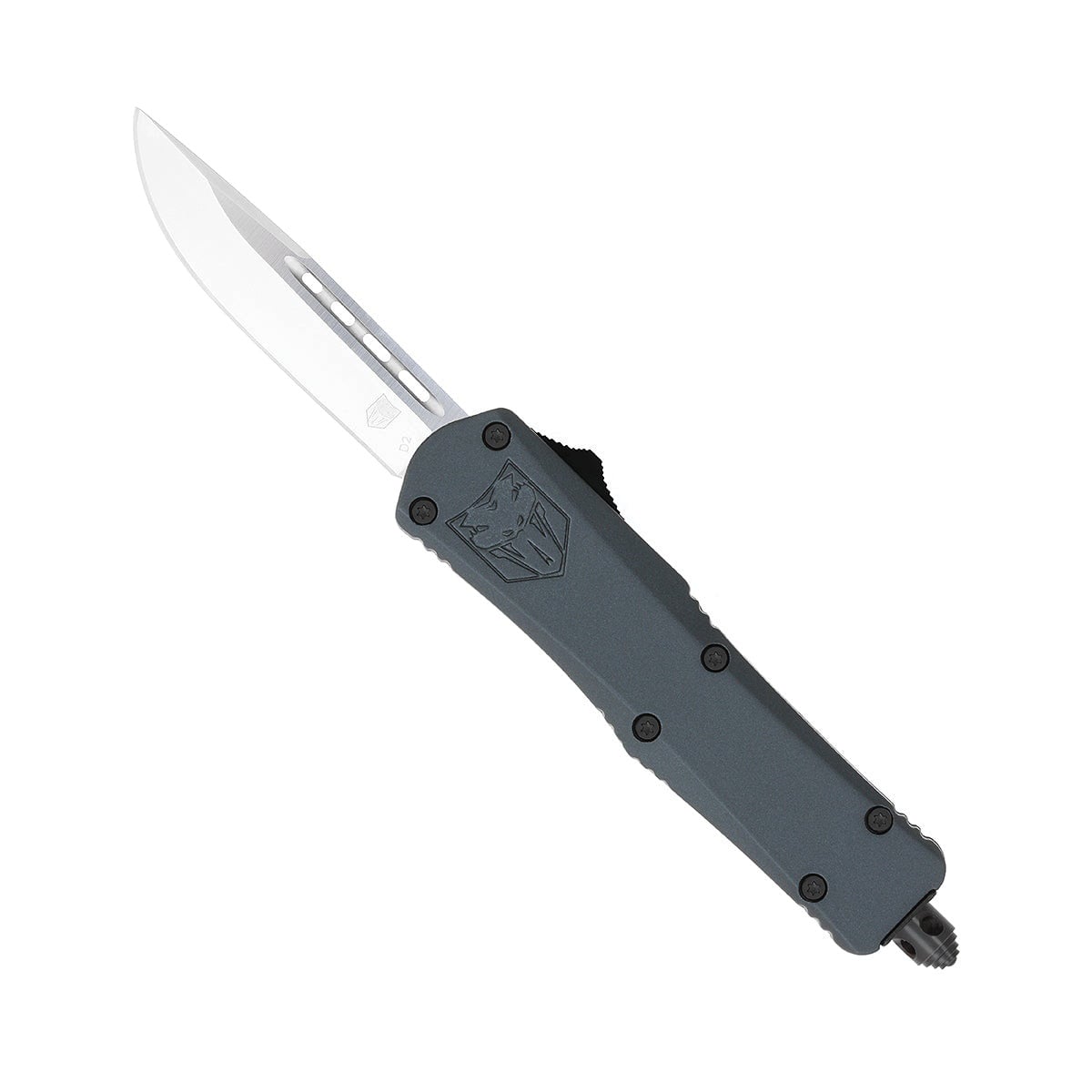 CobraTec Knives FS-3 Fang Small Plain OTF Drop Point Knife Stealth in Gray - SGYFS-3DNS