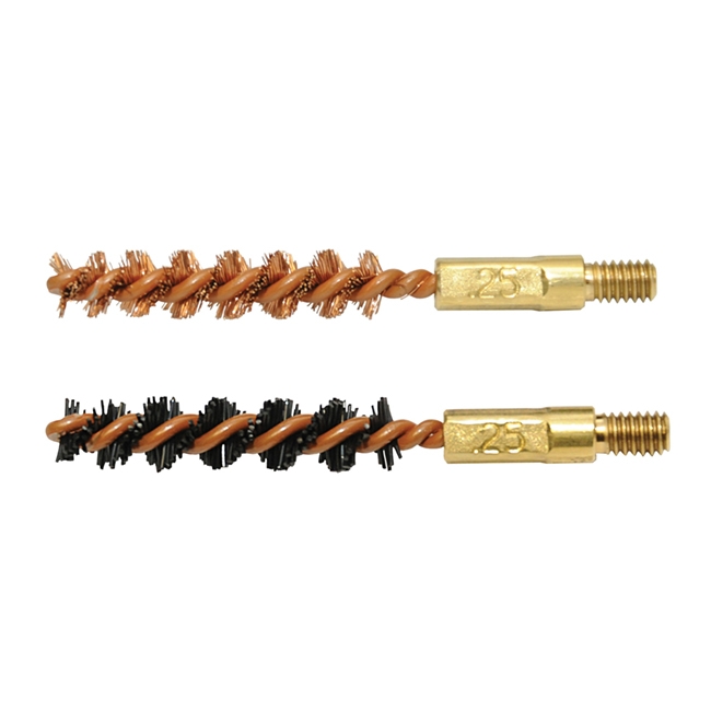 Otis .25 Caliber Bore Brush 2 Pack (1 nylon/1 bronze) - FG-325-NB