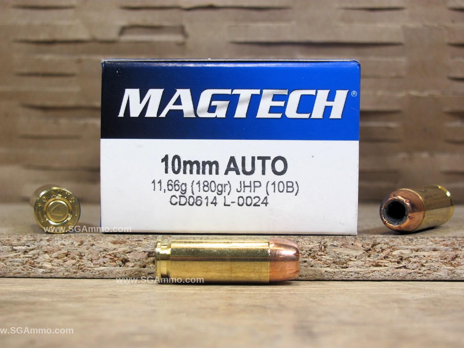 1000 Round Case – 10mm Auto 180 Grain JHP Hollow Point Ammo by Magtech – 10B