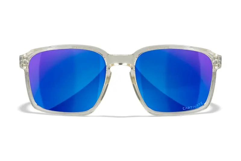 Wiley X AC6ALF09 Alfa M/L Blue Mirror Lens Polycarbonate Gloss Clear Crystal Frame Frame