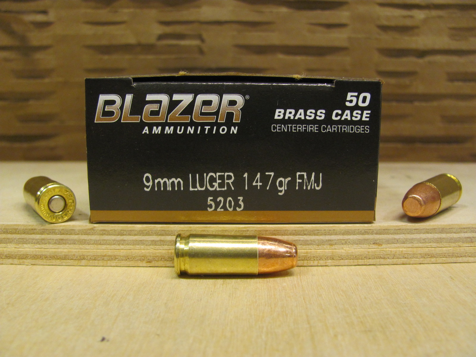 50 Round Box – 9mm Luger 147 Grain FMJ CCI Blazer Brass Ammo – 5203