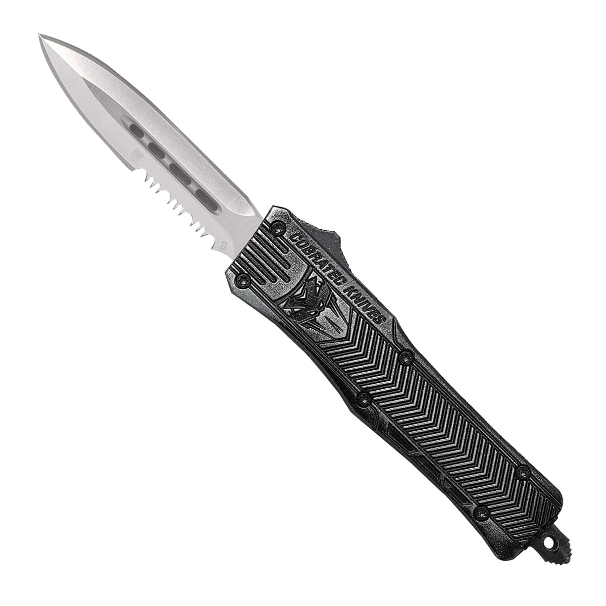CobraTec Knives CTK-1 Small OTF Knife Dagger Serrated, Stonewashed - SSWCTK-1SDAG1SS