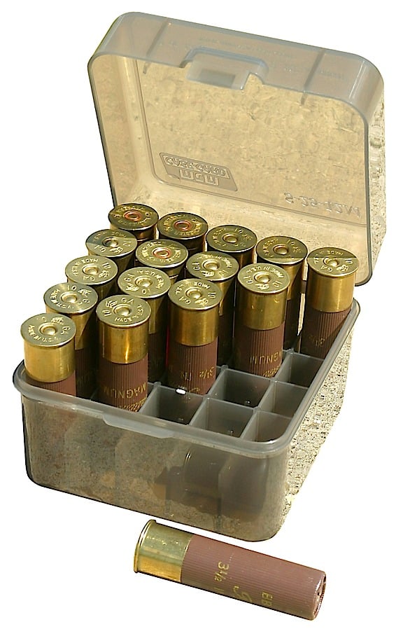 MTM Case Gard S25-12M 10/12 Gauge 25 Round Dual Gauge Shotshell Case, Clear Smoke - S25-12M-41