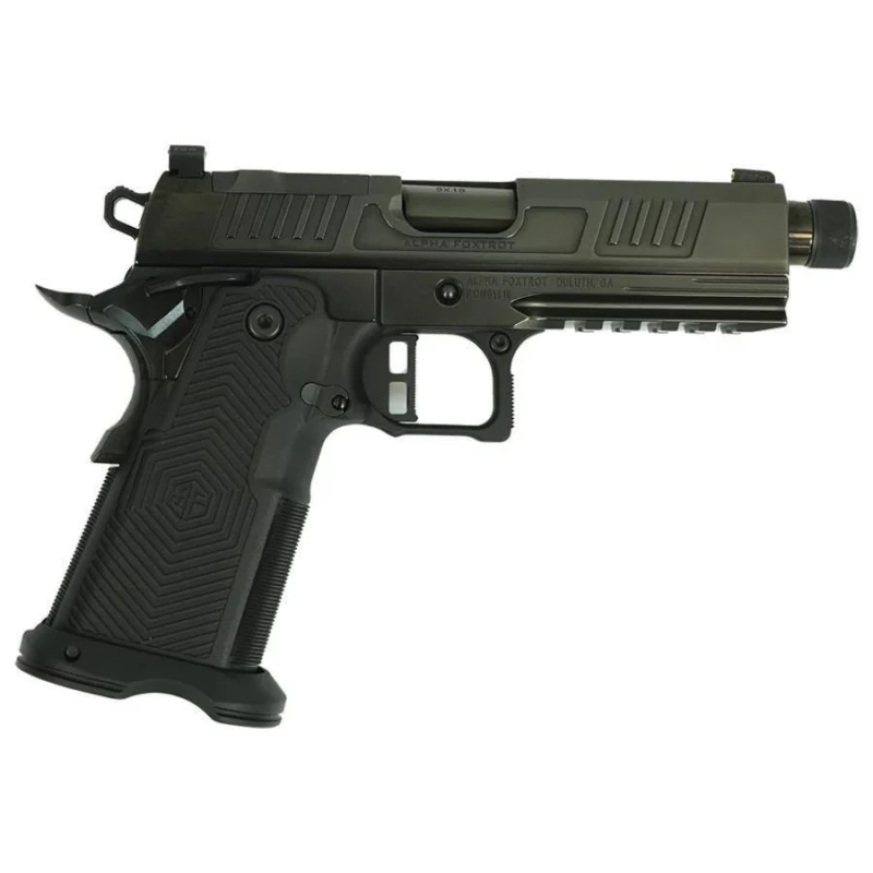 Alpha Foxtrot AF1911 Romulus Handgun 9mm Luger 17rd 20rd Magazine 4.25" Threaded Barrel Black RMSc Cut Polished DLC