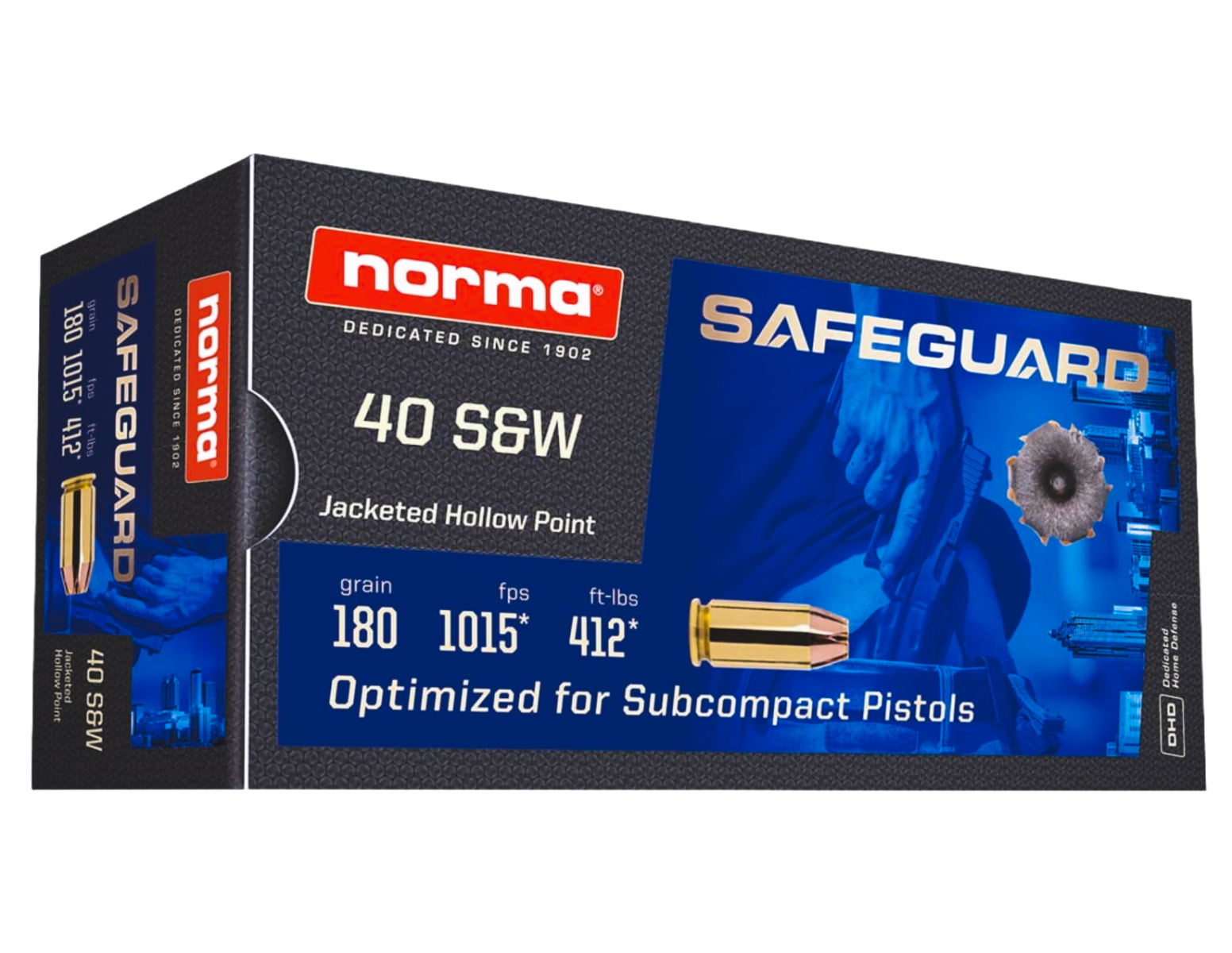 Norma Ammunition 801407727 Safeguard 40S&W 180gr Jacketed Hollow Point 50 Per Box/20 Case - No Credit Card Fees - Low, flat rate shipping