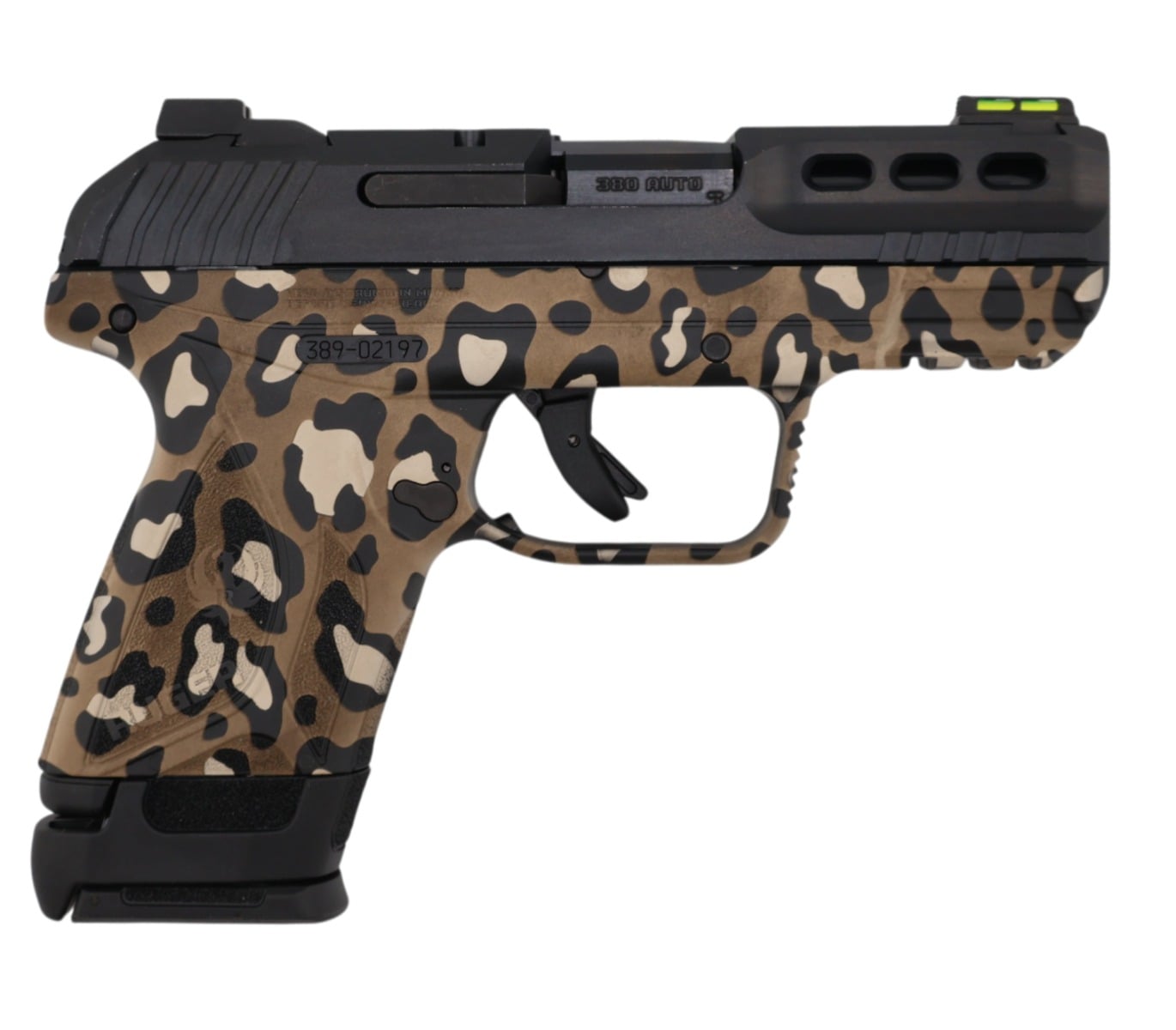 Ruger Security .380 ACP 3.42" 15rd Semi Auto Pisto, Leopard Print - 03839-LEOPARD