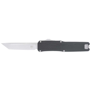 CobraTec Knives CTLGDBLKTNS Legend  EDC 3.13 OTF Plain Stonewashed VG-10 SS Blade, 4.75 Black Textured Aluminum Handle