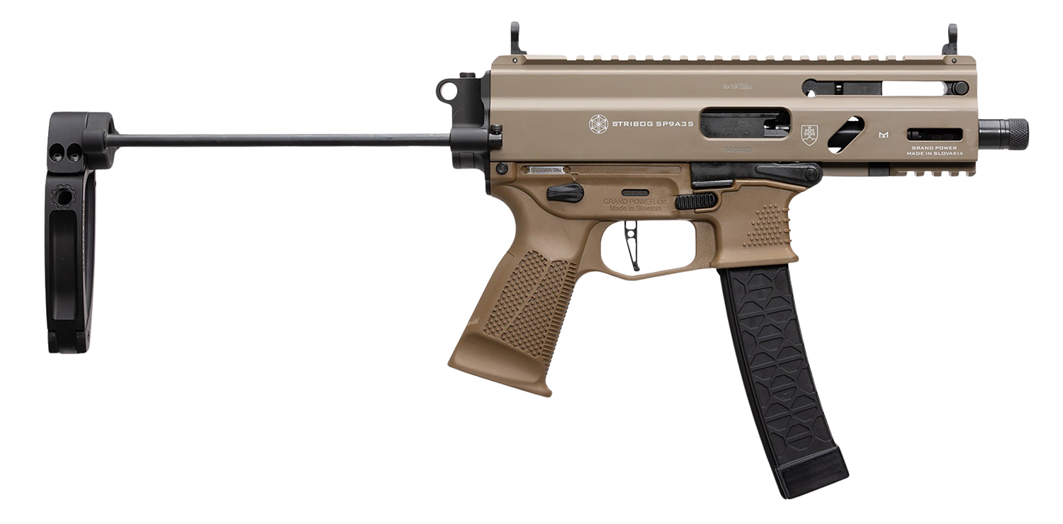 Grand Power Stribog SP9A3S 9mm Pistol Tailhook FDE