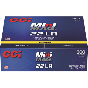 CCI Mini-Mag 22LR Ammo 36 Grain Plated Hollow Point Case of 3000 (10 Boxes of 300)