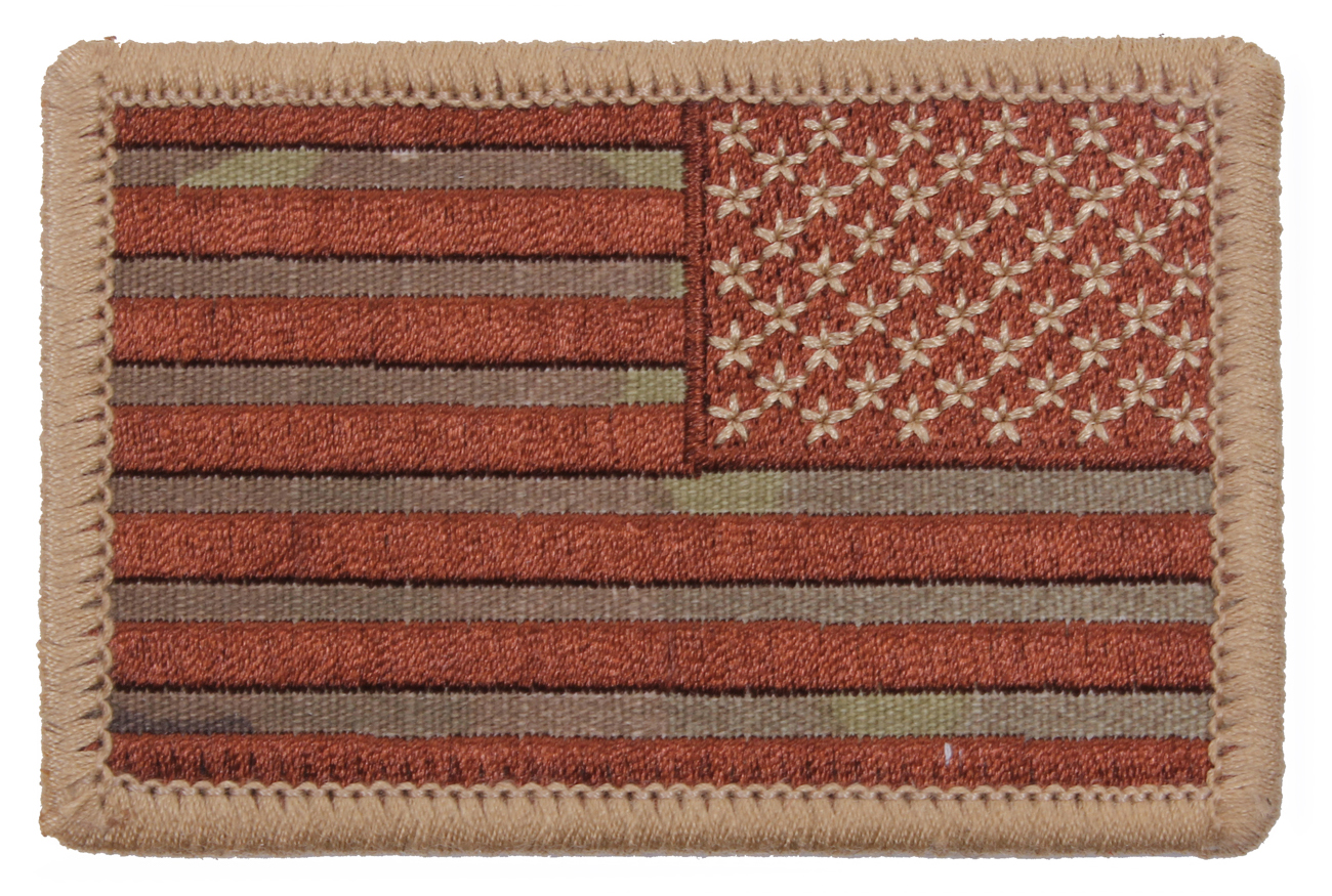 Rothco Iron On - Sew On Embroidered Us Flag Patch, Multicam, Orientation Reverse