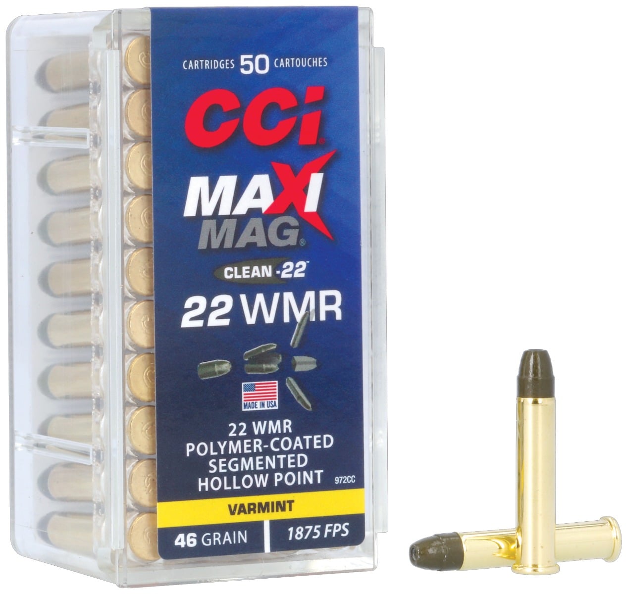 CCI Maxi Mag 46 gr SHP 22 WMR Ammo, 50 rds/box