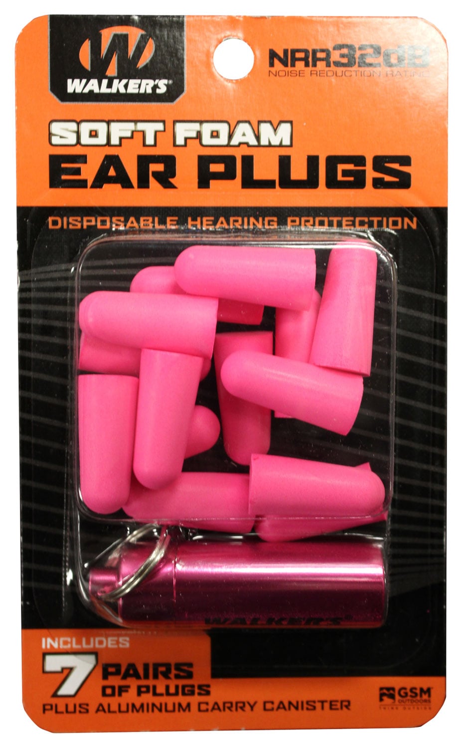 Walkers Game Ear 32 dB Inside the Ear Plug, Pink, 7 Pair - GWPPLGCANPK