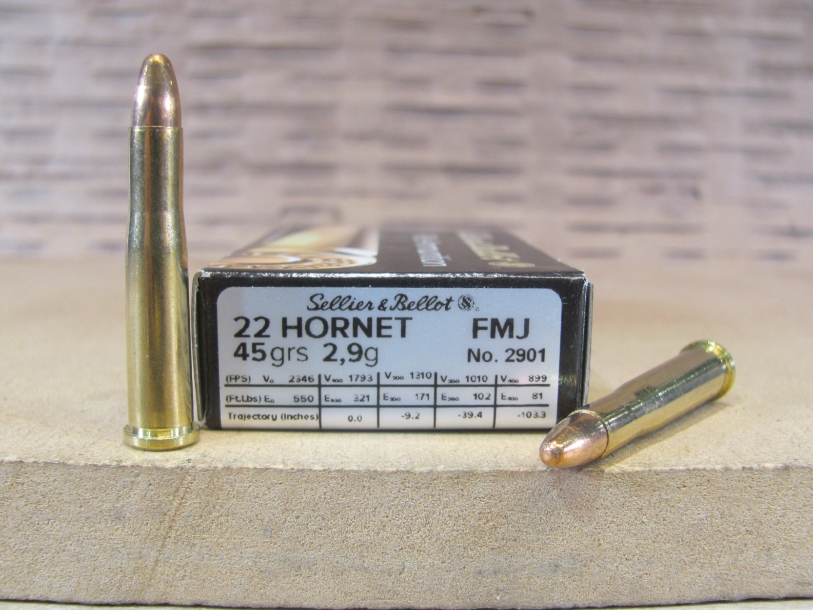 20 Round Box – 22 Hornet 45 Grain FMJ Sellier Bellot Ammo – SB22HA
