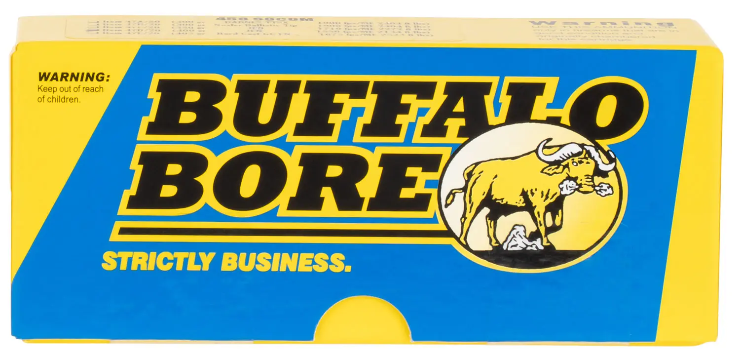 Buffalo Bore Ammunition 47D20 Hunting Sniping Strictly Business 458SOCOM 400gr Semi Jacketed Flat Point 20 Per Box/12 Case