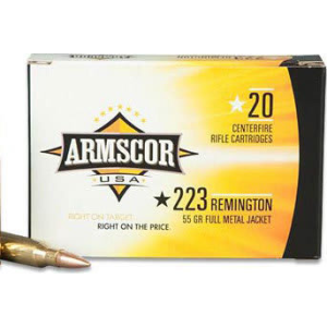Armscor USA 223 Remington 55gr Pointed Soft Point Brass Case Ammunition 20 Rounds.