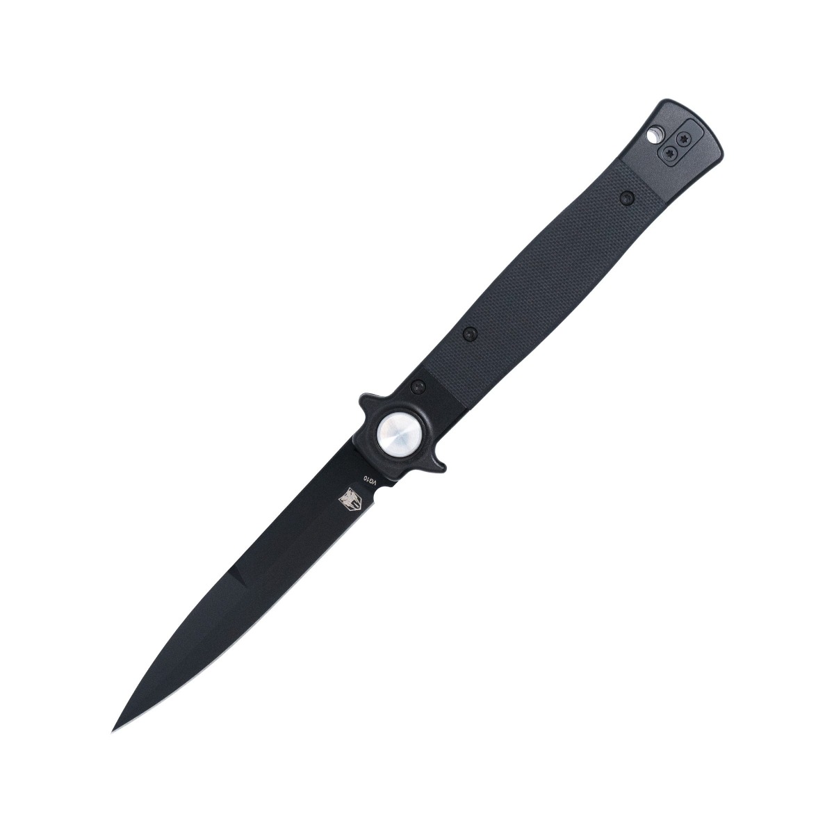CobraTec Knives Stilleto Folding Spear Point Knife, Black - CTSTLBLG1OBLKBLK