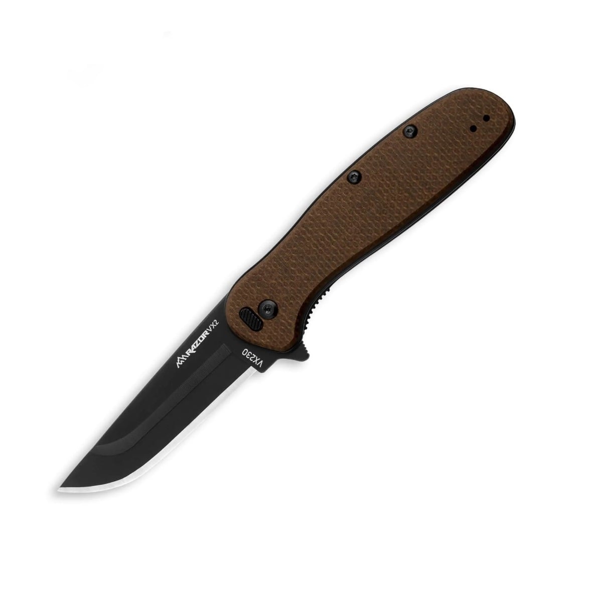 OUTDOOR EDGE RAZOR VX2 | BROWN BURLAP MICARTA DROP POINT KNIFE - VX230D-C