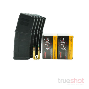 BUNDLE DEAL: CA Legal - 5 Black 10 Round Magpul AR-15 Magazines and 200 Rounds of Ammo - PMC 5.56 62 Grain