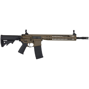 LWRC IC-SPR Semi Automatic Rifle 5.56x45mm NATO 14.7" Fluted Black Barrel Patriot Brown Frame Black Collapsible Stock