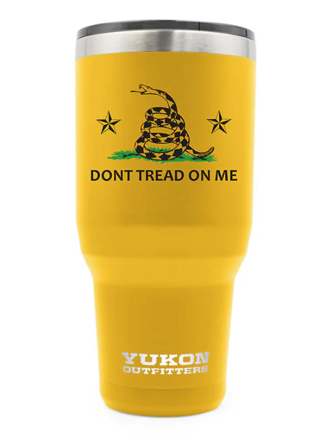Yukon Outfitters 40 oz Tumbler, Gold Don't Tread on Me - YO40GOLDSNAKE