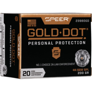 Cci Speer Ammo 23980GD Gold Dot Personal Protection 44 S&W Spl 200 gr Hollow Point (HP) - 20rd Box