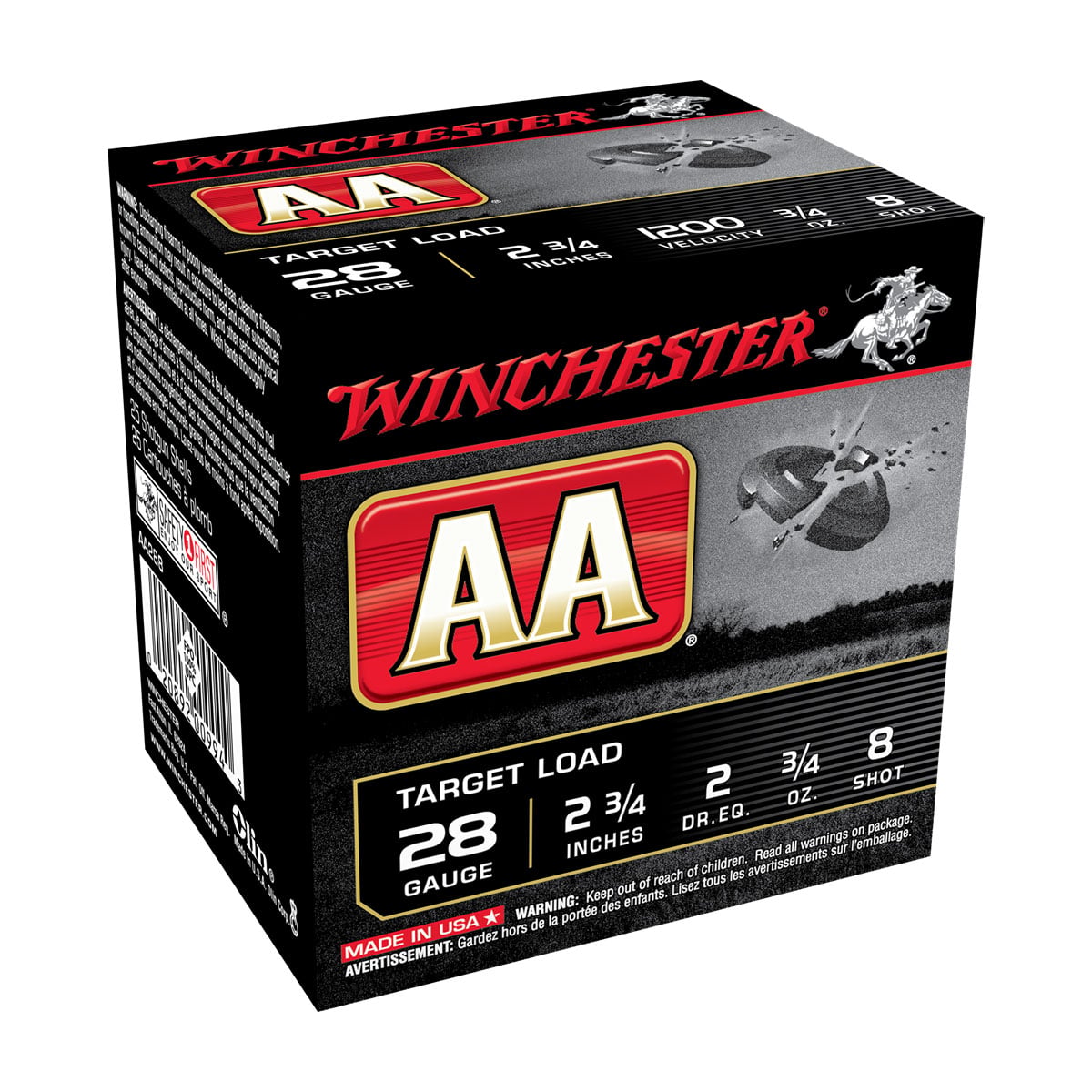 Winchester 28ga 2.75" 2 3/4os #8 AA Target Load Shotshell Ammunition 25rds - AA288
