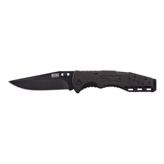SOG Knives Salute Mini Folding Knife Clip Point, Black and Silver - SOGFF1101-CP