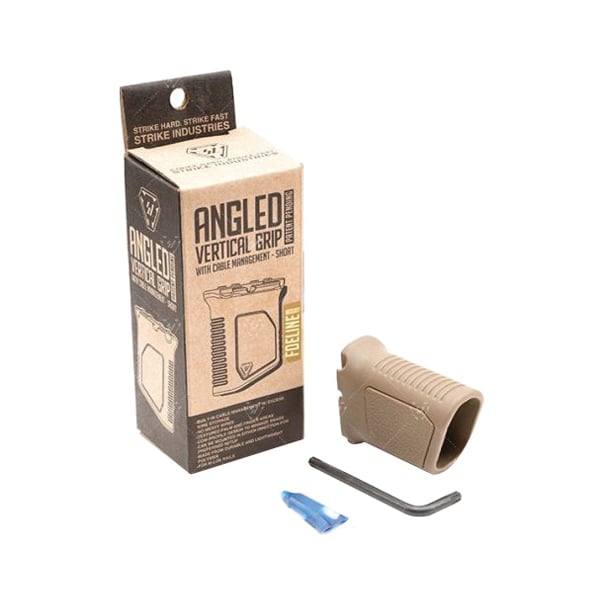 Strike Industries Short Angled Vertical Grip for M-LOK Rails, Flat Dark Earth - SI-AR-CMAG-S-FDE