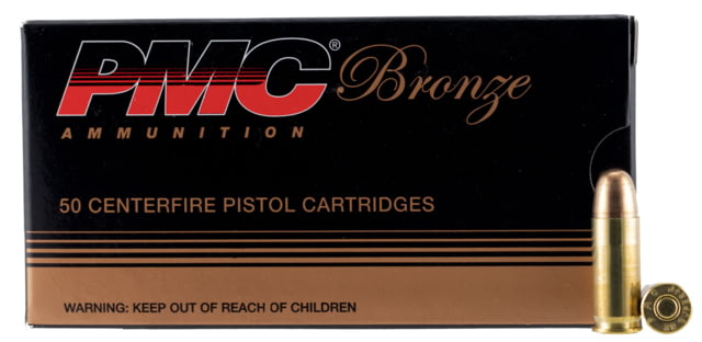PMC Ammunition Bronze .38 Super +P 130 Grain Full Metal Jacket Brass Cased Pistol Ammo 50 Rounds