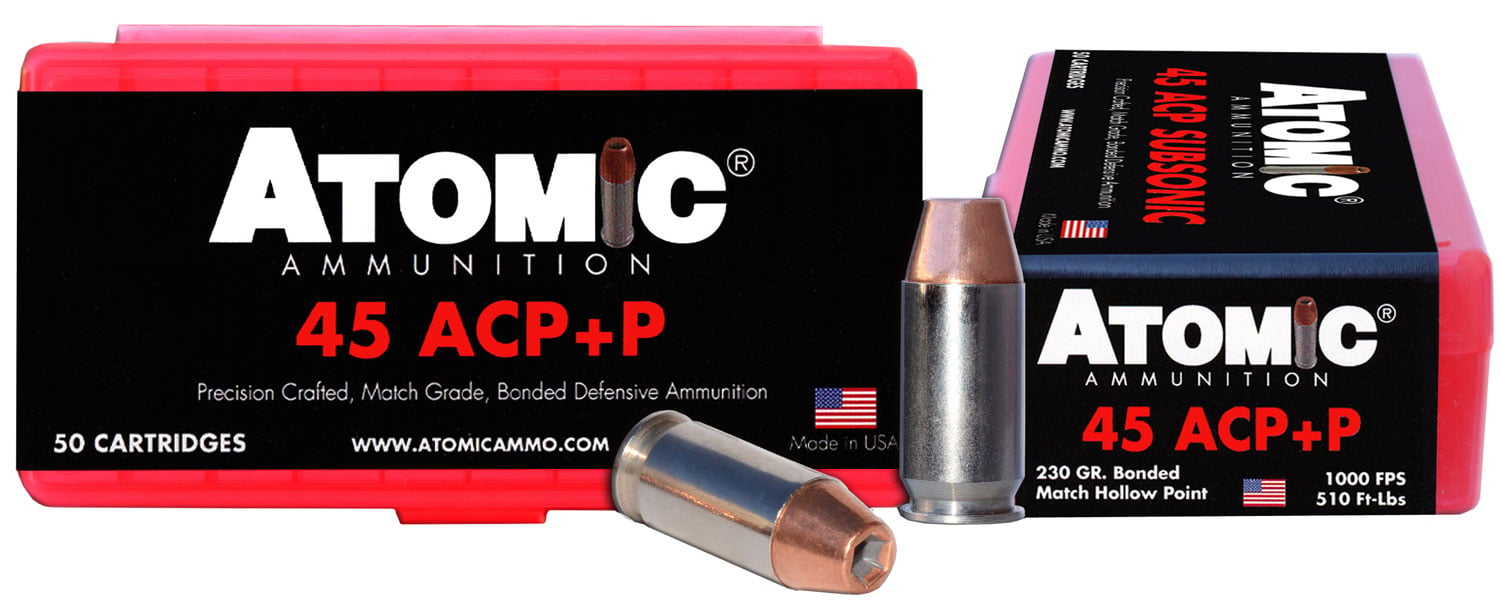 Atomic Ammunition 230 gr Bonded Match Hollow Point .45 ACP +P Ammo, 50/box - 00433