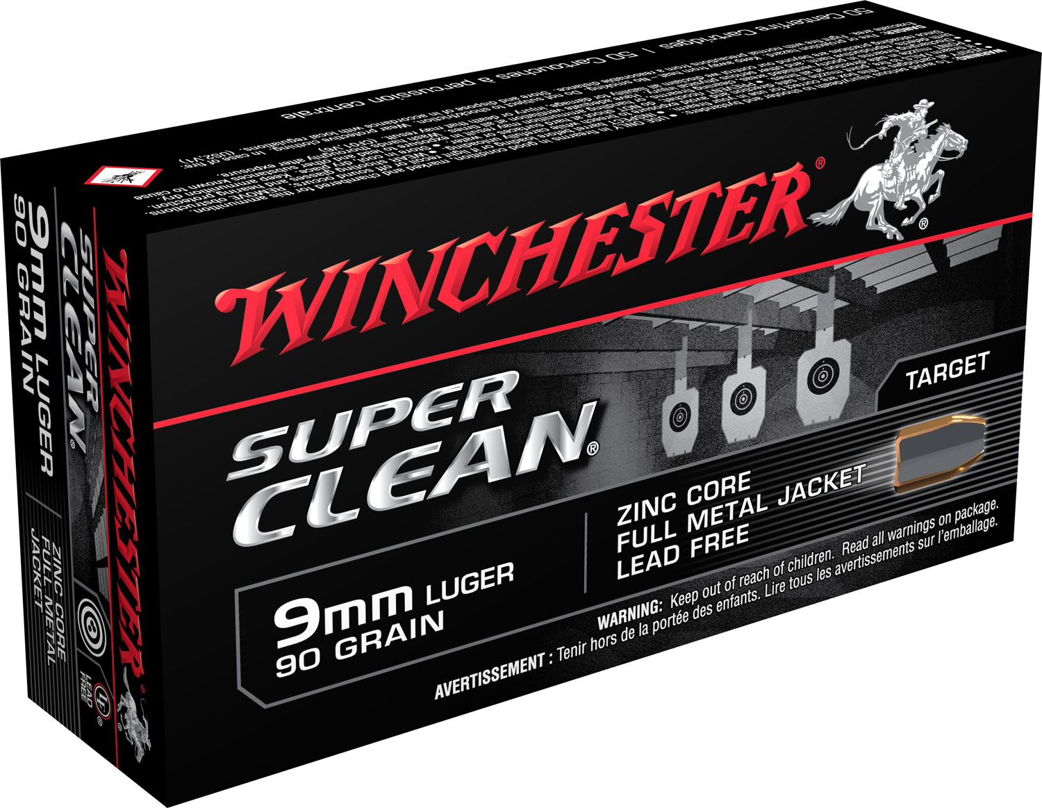 Winchester Ammunition Super Clean 90 gr Full Metal Jacket 9mm Ammo, 50/box - W9MMLF