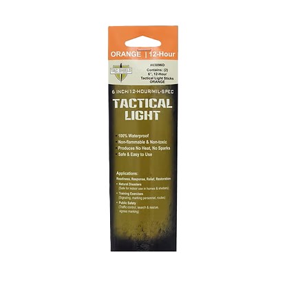 Tac Shield Tactical 12 Hour Light Stick - 2 Pack, 6 INCH, Orange - 03096O