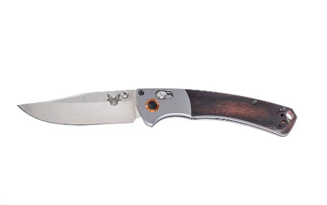 Benchmade Crooked River 3.40" Clip Point Folding Knife, Wood/Satin - 15085-2