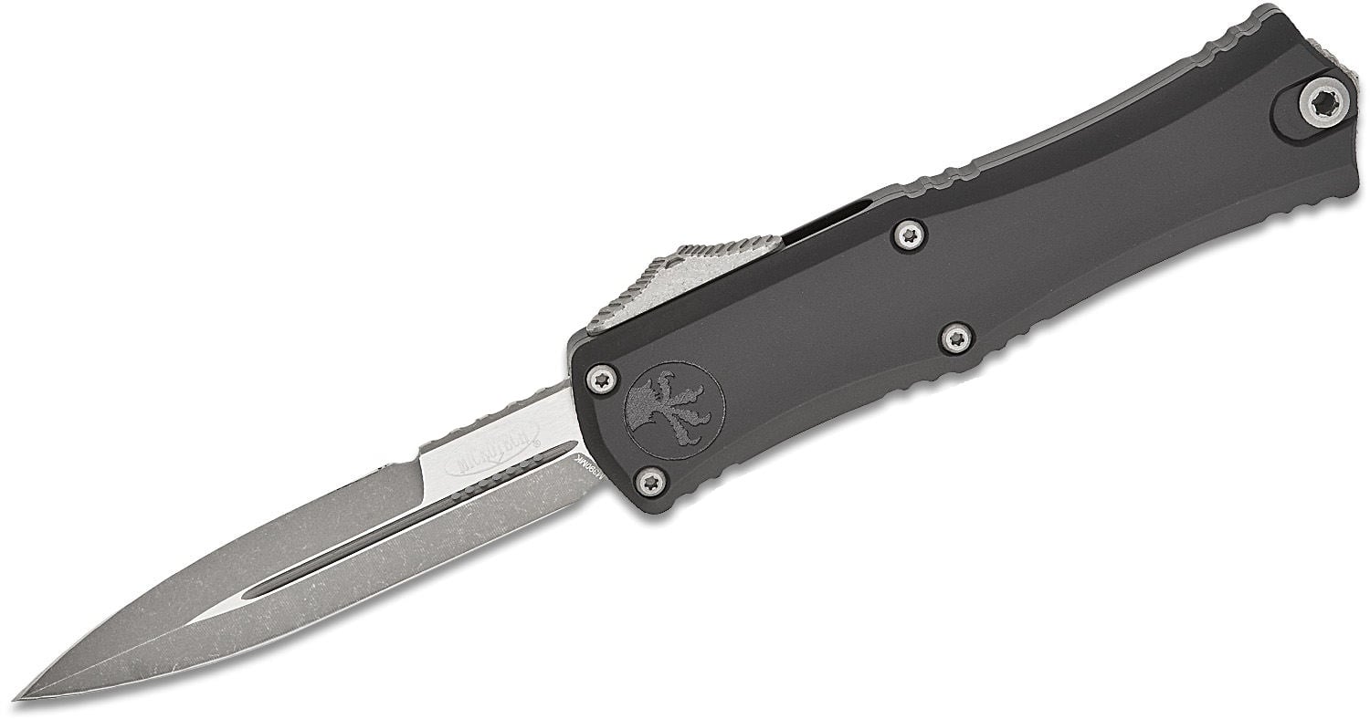 Microtech Mini Hera II Apocalyptic OTF Bayonet Point Knife, Black - 1701M-10APRD