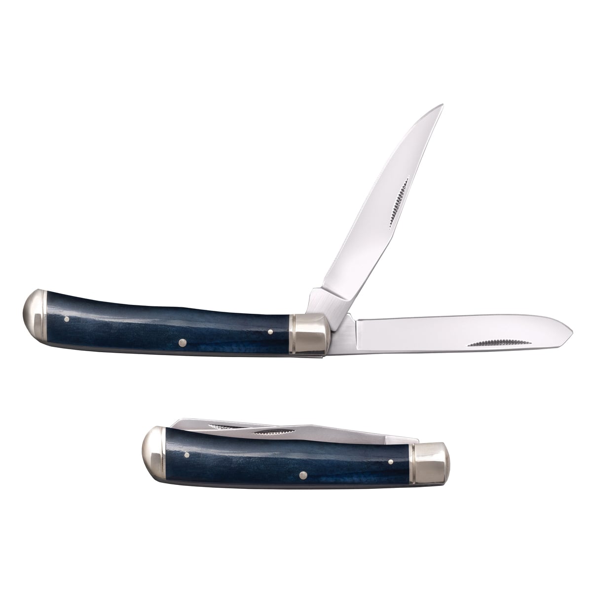 Cold Steel Trapper Folding Knife Clip Point/Spey Blue - Eye-Catching Handle, Dual Blade Perfect for Outdoor and EDC Use - CS-FL-TRPR-B