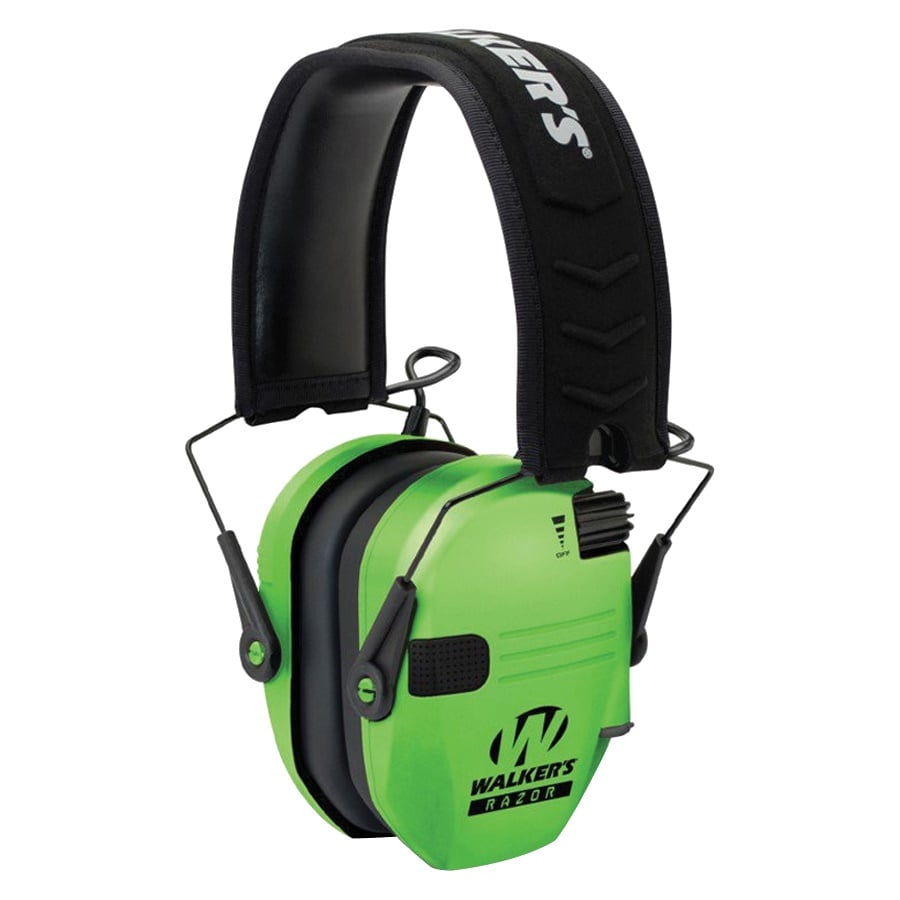 Walker Digital Polymer Electronic Earmuff Adult/23 dB, Black/Hi-Viz Green - GWP-RSEM-HVG