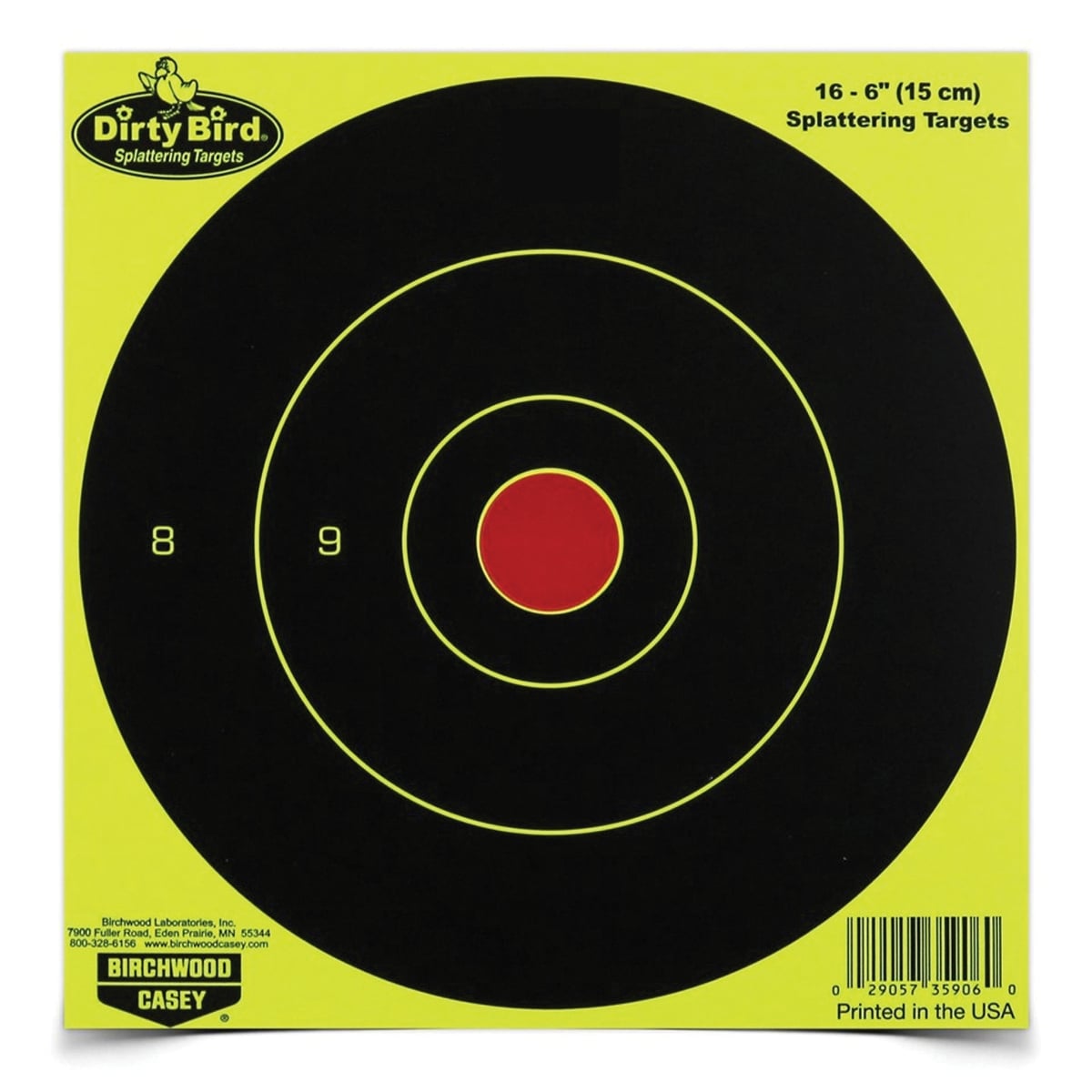 Birchwood Casey Dirty Bird Round Bullseye Target, Yellow